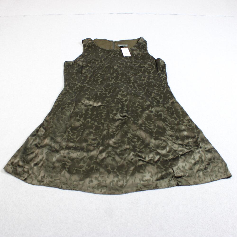 Banana Republic Dress Women 12 Green Jacquard Sleeveless A Line Silk Blend Party